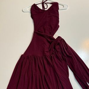 Chic One Shoulder Burgundy Dress